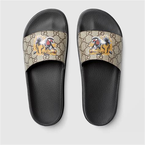 gucci men's gg supreme tigers slide sandal|tiger slide gucci supreme.